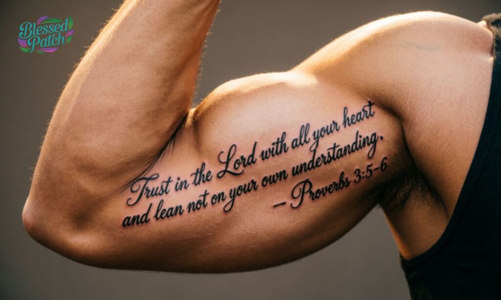 Bible Verse Bicep Tattoos for Men