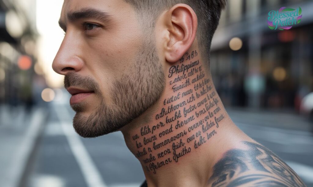 Bible Verse Neck Tattoos for Men