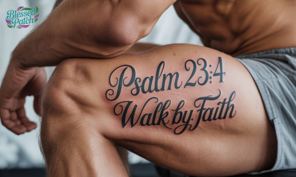 Bible Verse Thigh Tattoos for Men