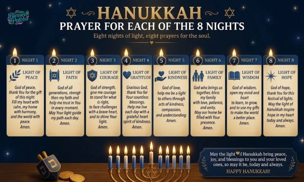 Hanukkah Prayer for Each of the 8 Nights
